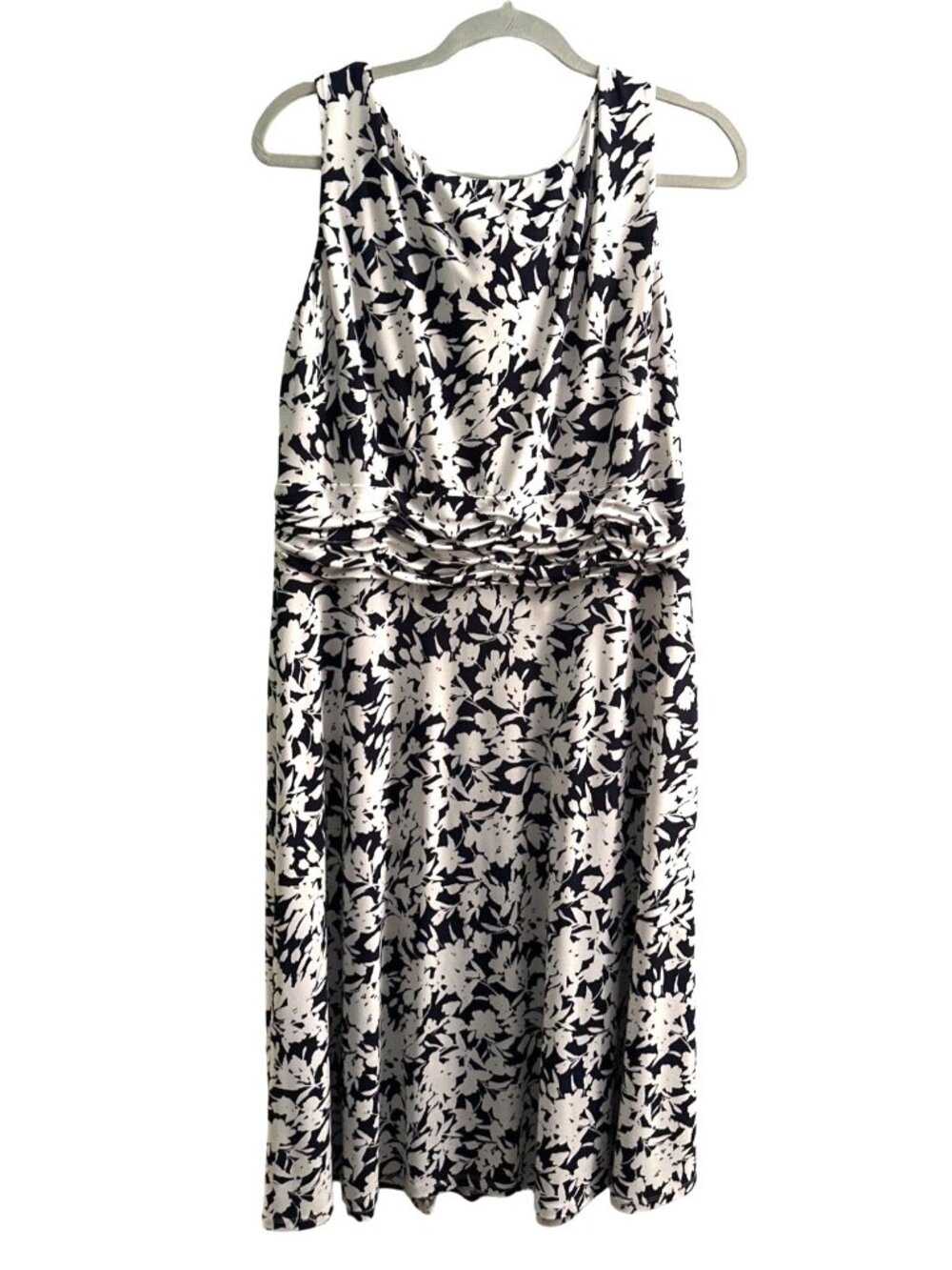 Chaps black white floral sleeveless dress size XL beach relaxed feminine travel